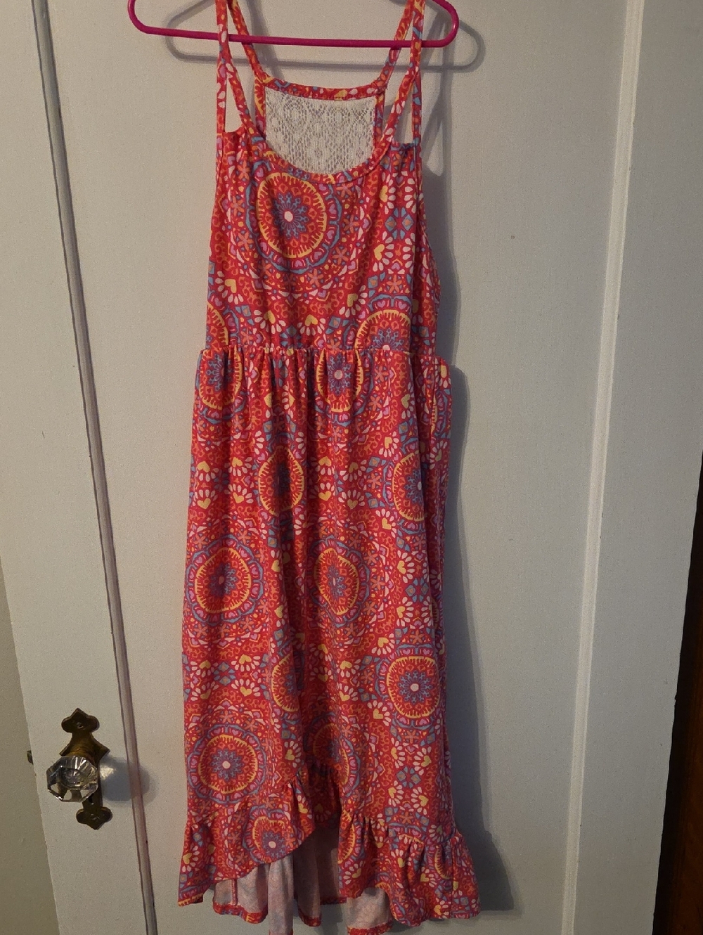 One Step Ahead Pink Orange Blue Patterned Girls Casual Sundress